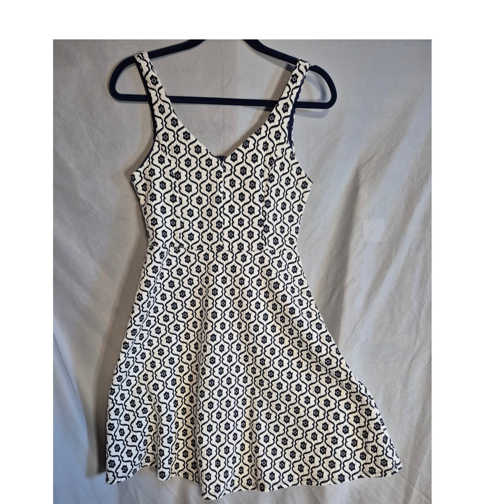Altar'd State White Black Pattern Fit Flare Dress Sleeveless Medium